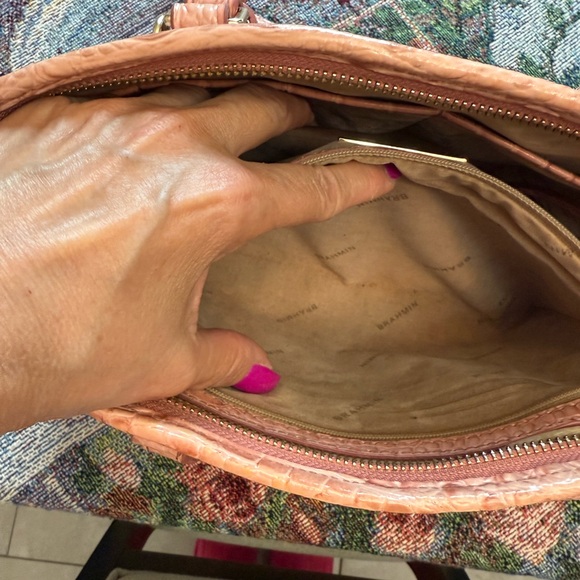 Brahmin Mini Asher Pink Crocodile Embossed Women's Bag - Picture 6 of 15